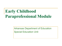 Early Childhood Paraprofessional Module