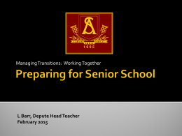 Preparing for Senior School - Strathaven Academy Website