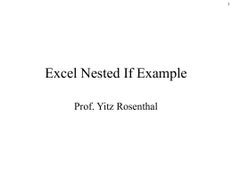 Excel Formulas - Prof. Yitz Rosenthal