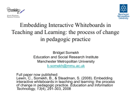 Embedding Interactive Whiteboards in Teaching and Learning