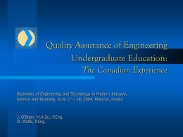 Quality Assurance of Engineering Undergraduate Education