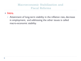 Macroeconomic Stabilization and Fiscal Reforms