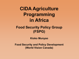 Research Piece on CIDA Agriculture Spending in Africa