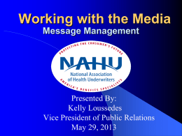 Media Workshop - National Association of Health Underwriters