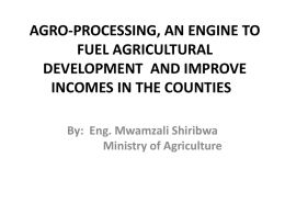 AGRO-PROCESSING AN ENGINE TO FUEL THE DEVELOPMENT …