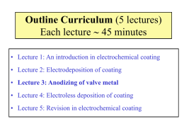 Outline Curriculum (5 lectures) Each lecture 45 minutes