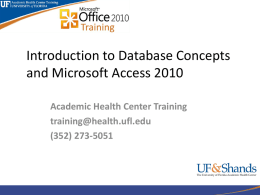 Introduction to Database Concepts and Access 2000