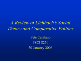 A Review of Lichbach’s Social Theory and Comparative Politics