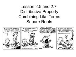 Lesson 2.5 and 2.7 -Distributive Property