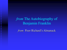 from The Autobiography of Benjamin Franklin