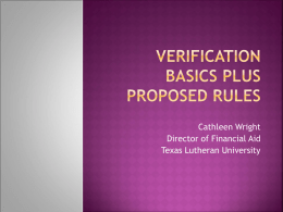 Verification Basics plus proposed rules
