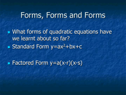 Relating the Standard and Vertex Forms: Completing the Square
