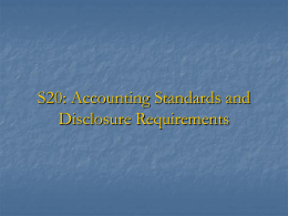 Accounting Standards and Disclosure Requirements