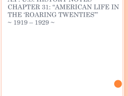A.P. U.S. History Notes Chapter 32: “American Life in the