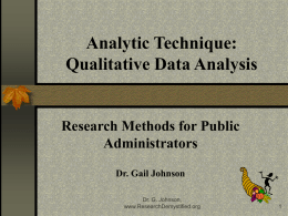 Data Analysis I Univariate Analysis Week 6