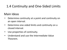 1.4 Continuity and One-Sided Limits
