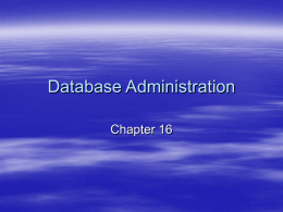 Database Administration - School of Computing Homepage