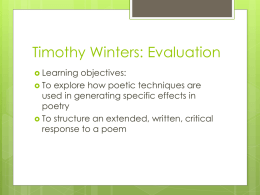 Timothy Winters: Evaluation