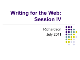 Writing for the Web: Session IV