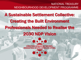 NDP_Sustainable Settlement Collective_25Nov2013_For Discussion