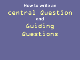 How to write an Essential Question and Guiding Questions