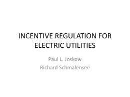 INCENTIVE REGULATION FOR ELECTRIC UTILITIES