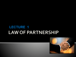 LAW OF PARTNERSHIP - Learning