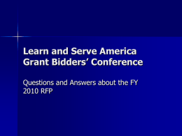 Learn and Serve America Grant Bidder’s Conference