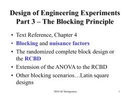 Design of Engineering Experiments Part 3 – The Blocking