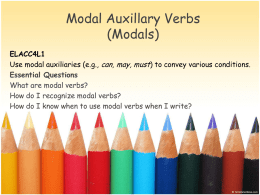 Modal Auxillary Verbs (Modals)