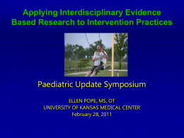 Applying Interdisciplinary Evidence Based Research to