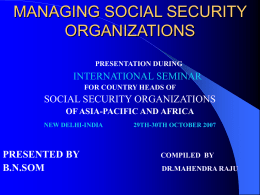 MANAGING SOCIAL SECURITY ORGANISATION