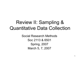 Review II: Sampling & Quantitative Data Collection