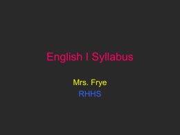 English I Syllabus
