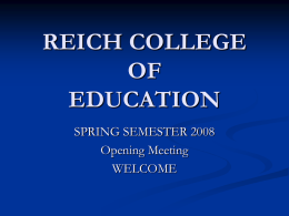 REICH COLLEGE OF EDUCATION