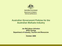 Federal Government Policies for the Australian Ethanol