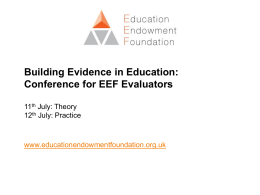 Building Evidence in Education: Conference for EEF