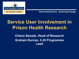 Service User Involvement in Prison Health Research