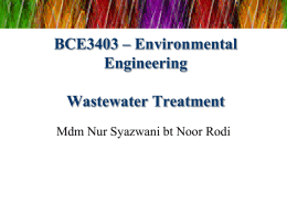 Week 5 : Wastewater Treatment