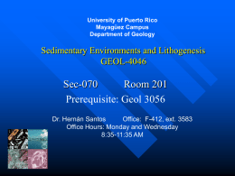 GEOL-4046 Sedimentary Environments and Lithogenesis