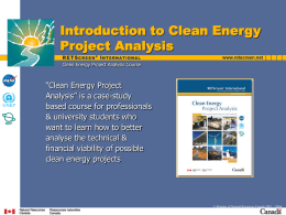 Introduction to Renewable Energy Project Analysis