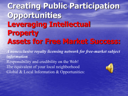 Creating Public Participation Opportunities Leveraging