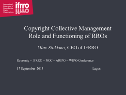 Copyright Collective Management Role and Functioning of RROs