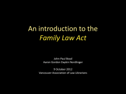 Issues arising from the new Family Law Act