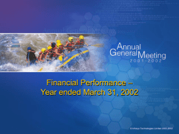 Financial Performance – Year ended March 31, 2002