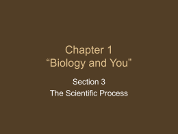 Chapter 1 “Biology and You”
