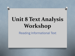 Unit 8 Text Analysis Workshop
