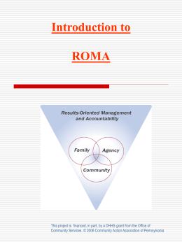 Introduction to ROMA Results-Oriented Management and
