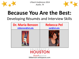 Because You Are the Best: Preparing an Awesome Resume
