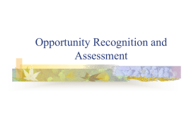 Opportunity Recognition and Assessment
